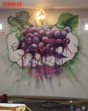 graffiti pintura mural uvas artesano manos